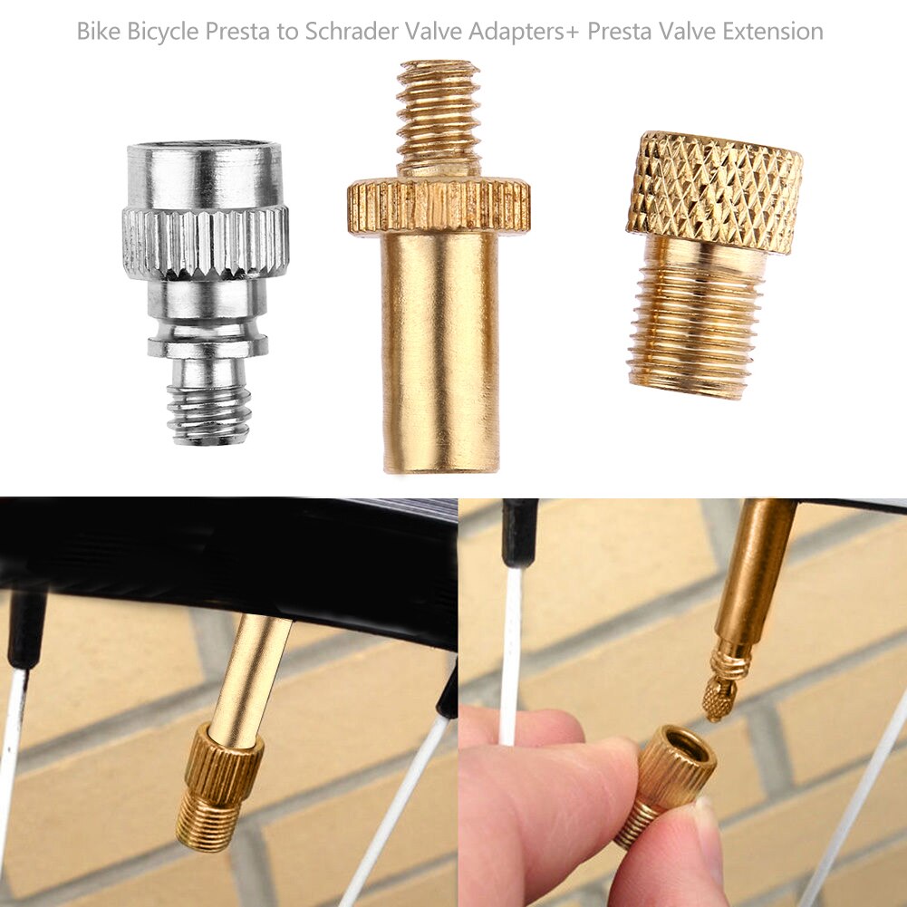 Boquillas de conversión de válvula de bicicleta de aleación de aluminio, adaptador de válvula Presta, accesorios de ciclismo, 3/8 piezas