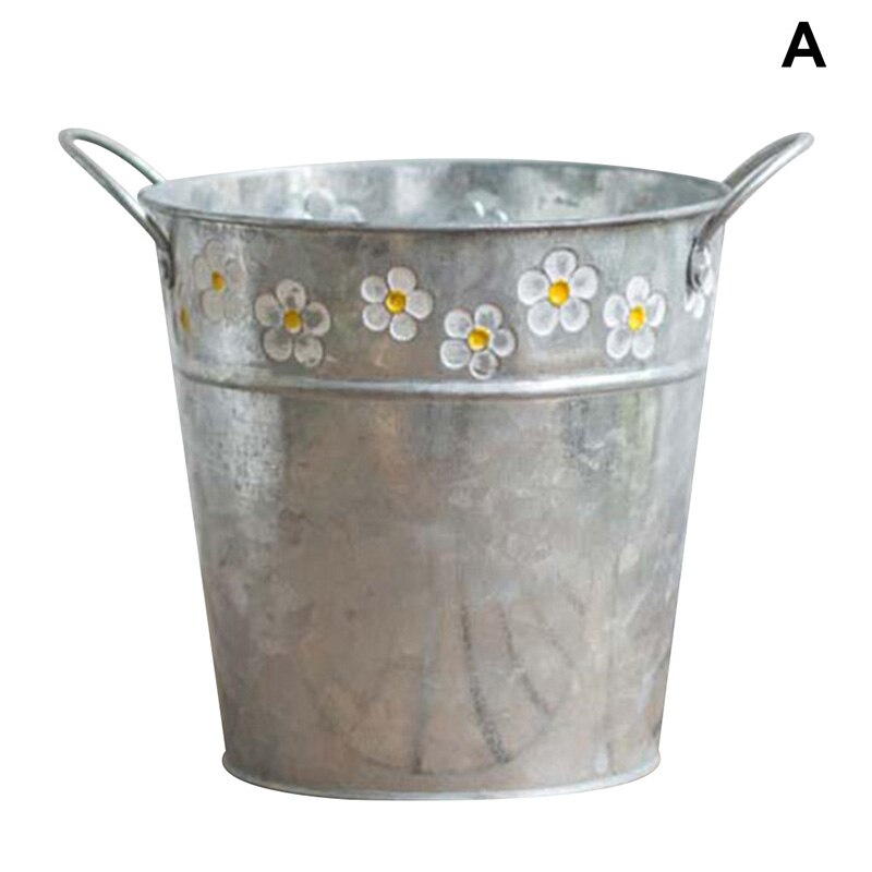 Cubo de hierro para flores, maceta, colgante Retro, barril, cubos para flores, plantas J2Y
