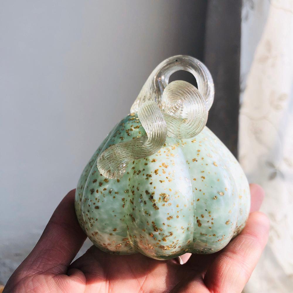 Håndblåste glass gresskar bord statuer til hjemmeinnredning høst høst mor figurer: Blå grønn