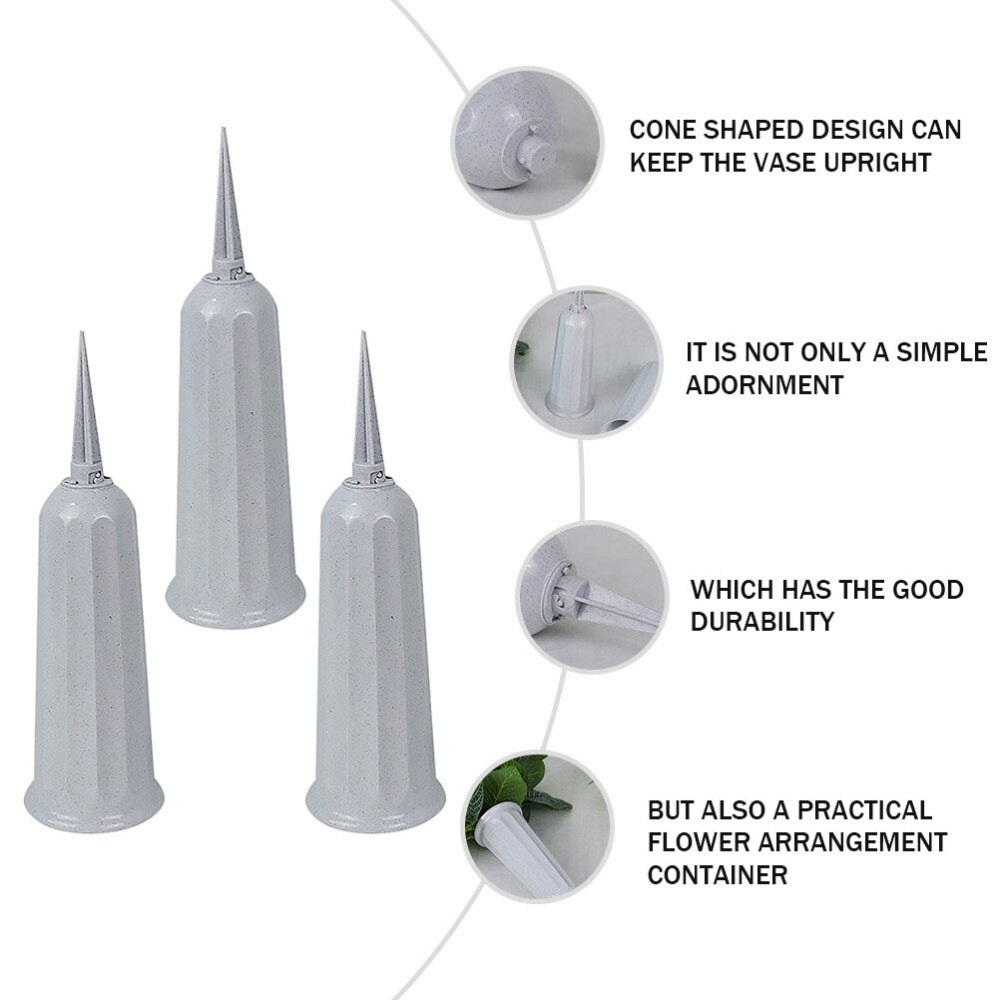 3Pcs Grave Cone Vase Cemetery Cone Shaped Vase Cemetery Memorial Supply
