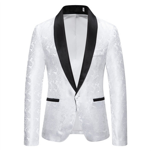 Blazer rojo con flores de anacardo para hombre, chaqueta de vestido de de boda, chaquetas de marcas blancas, azules y negras, S M L XL XXL: XXL / Blanco