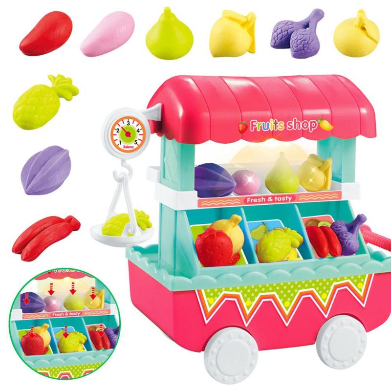 Barn barn shopping vagn korg spela leksak plast grönsak snacks simulering kundvagnar jul födelsedag 3