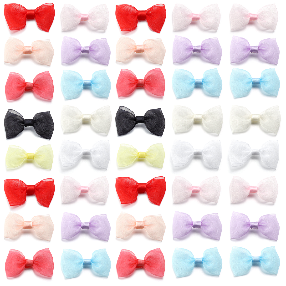20 unids/lote lazos de cinta de satén 2,5 cm x 5cm lazo Multicolor pequeños lazos flor para manualidades accesorios de decoración para de Navidad