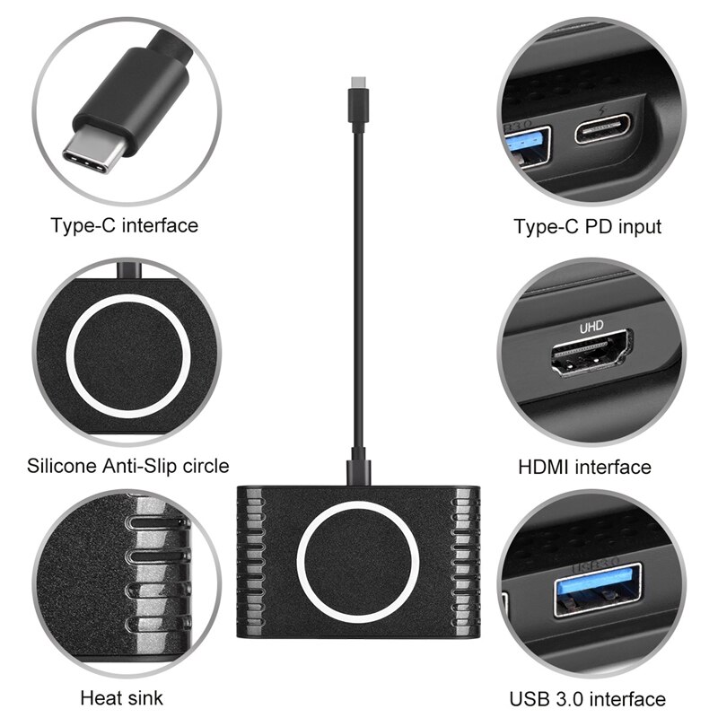 7 en 1 Type C HUB Station d'accueil USB C vers HDMI Kit adaptateur pour Samsung HUAWEI Dex Station de protection USB Dock adaptateur secteur