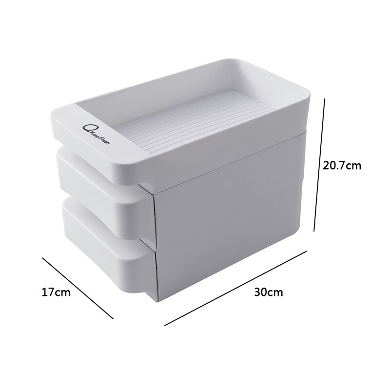Stackable Fridge Fruit Vegetable Storage Box Household Kitchen Egg Holder Refrigerator Organizer: Three layers
