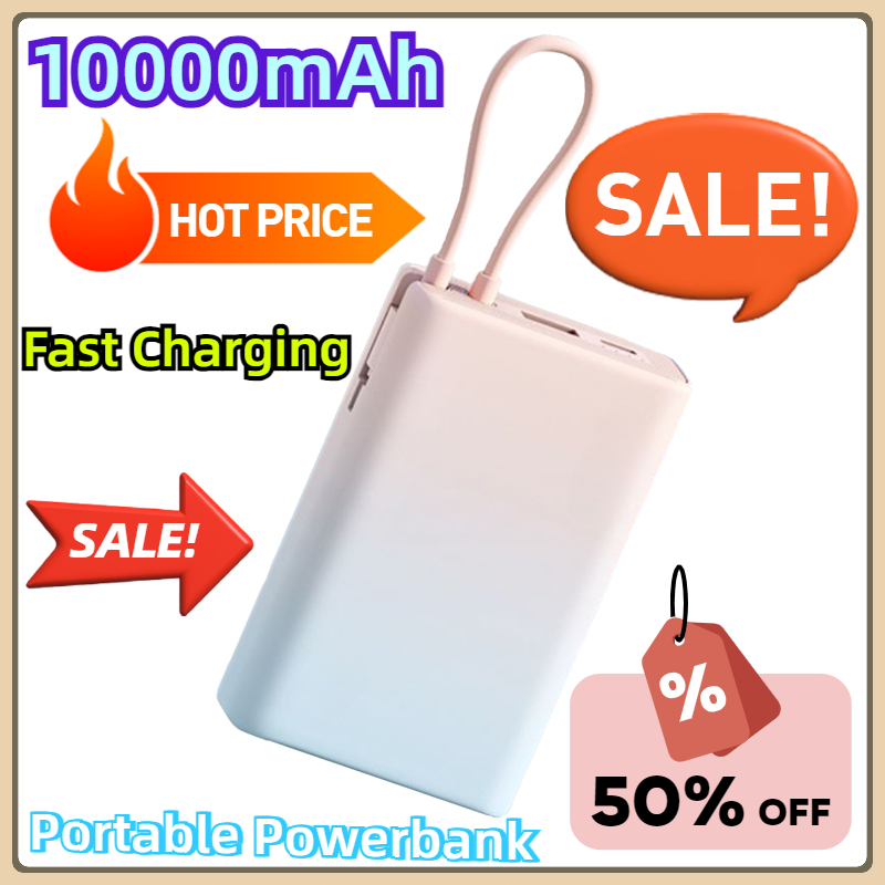 Para iphone cabo embutido power bank 10000mah 22.5w tipo-c carregamento rápido powerbank portátil powerbank