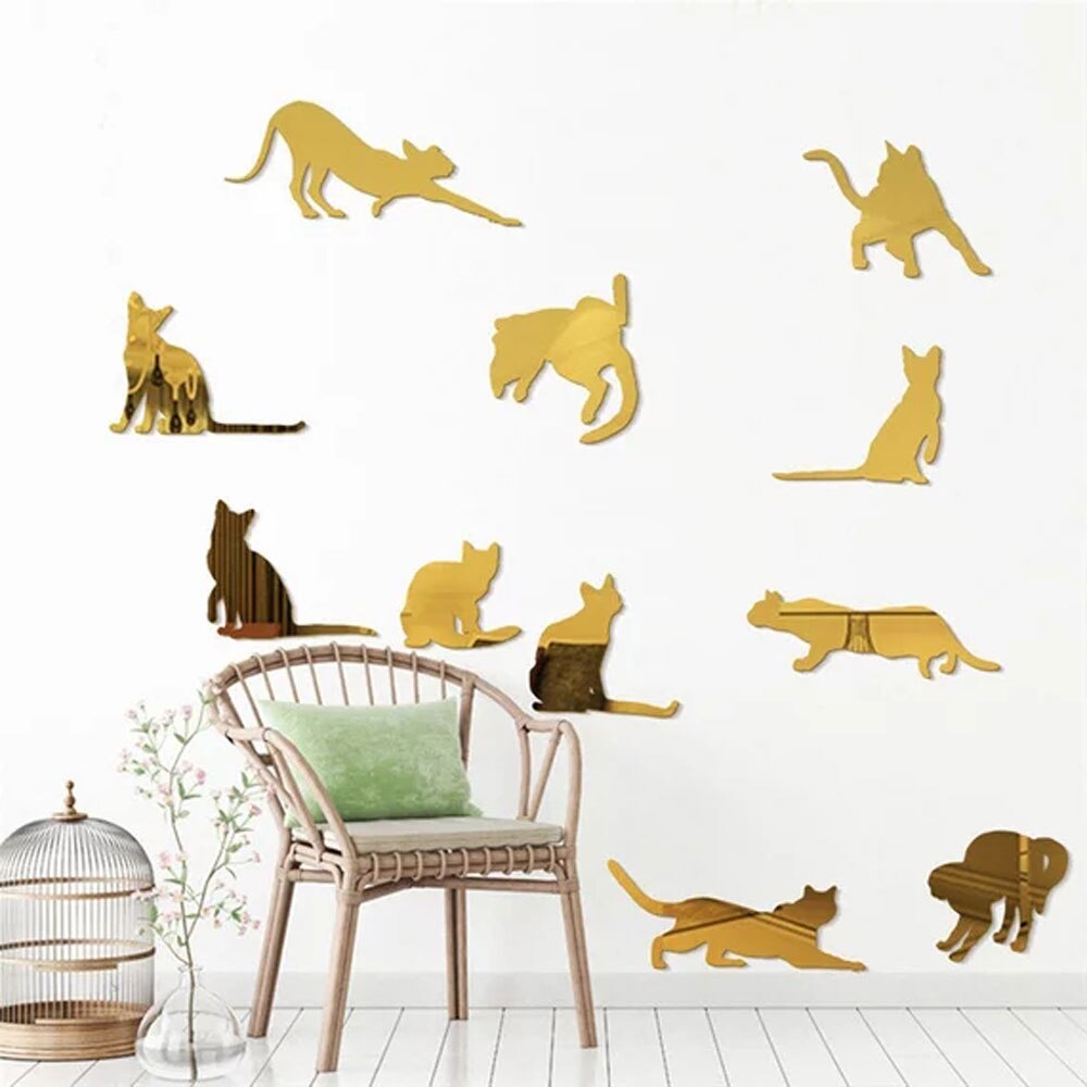 JM317 3D geometric acrylic mirror wall paste living room decoration self-adhesive mirror paste can be removed