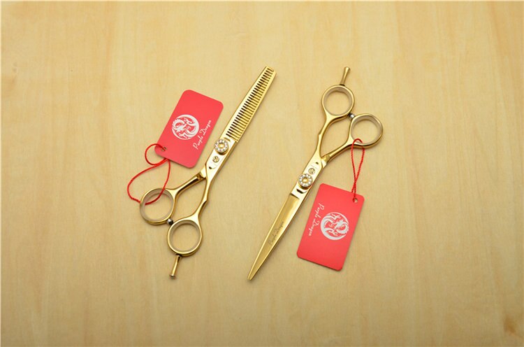 2 Stuks 6 Inch 17.5Cm 440C Professionele Menselijk Haar Schaar Kappers Schaar Snijden Scharen Dunner Schaar: 2Pcs No Case