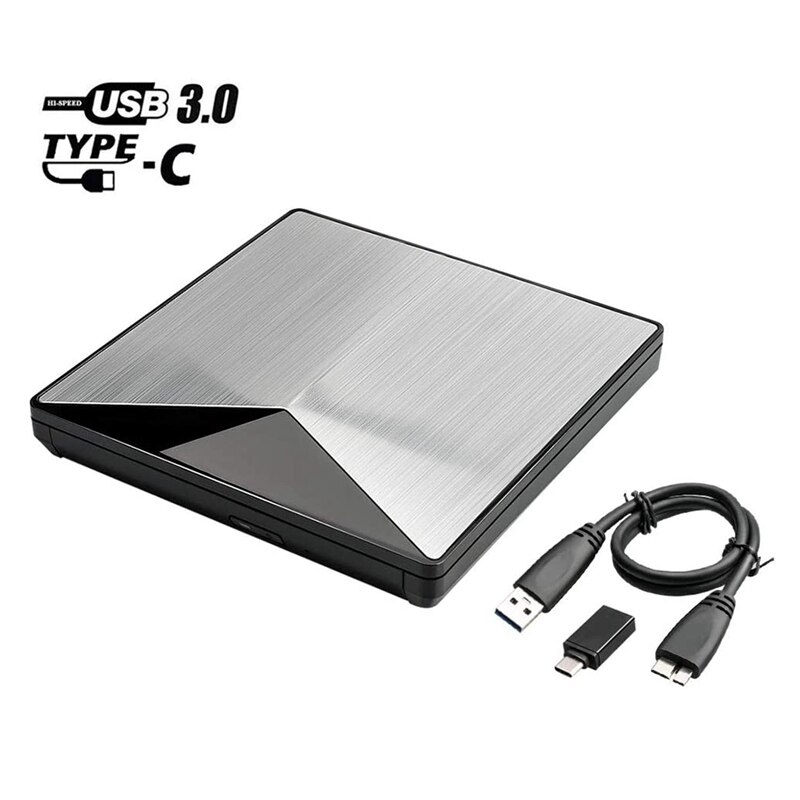 Reproductor de DVD y CD externo, unidad de DVD, USB 3,0, tipo C, para portátiles, Windows y Linux