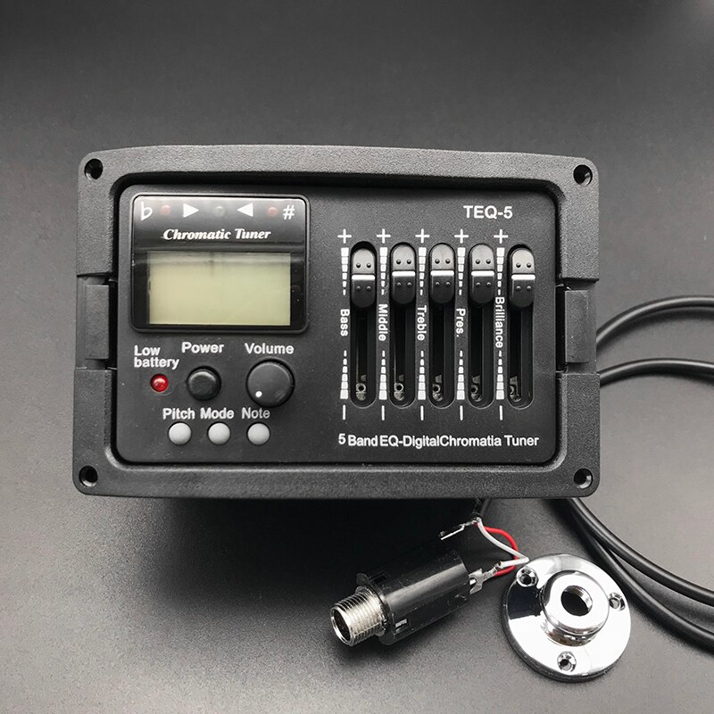 5 Band Acoustic Guitar Preamp EQ Equalizer Classical Acoustic Guitar Amplifier Digital Chromatia Blend Tuner Piezo Pickup: with endpin cover