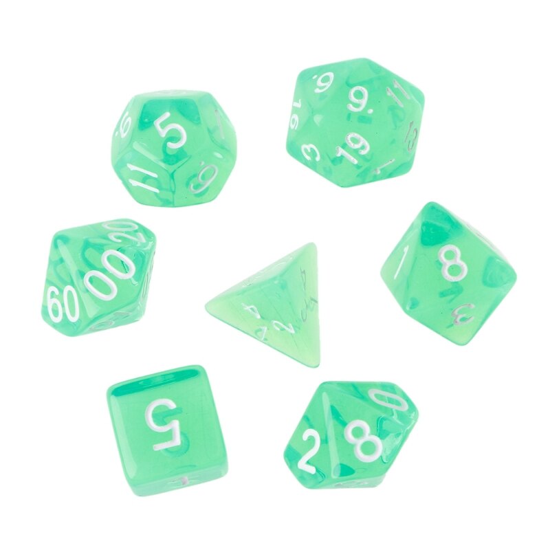 Dadi da gioco poliedrici trasparenti da 7 pezzi per Dragon Pathfinder D20 D12 2xD10 D8 D6 D4 Drop Ship: green