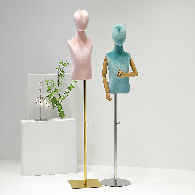 Soporte de cuerpo de Maniquí de mano de Color madera para mujer, modelo de costura de 1 a 2 años, Flexible, estante ajustable, 1 ud. D406
