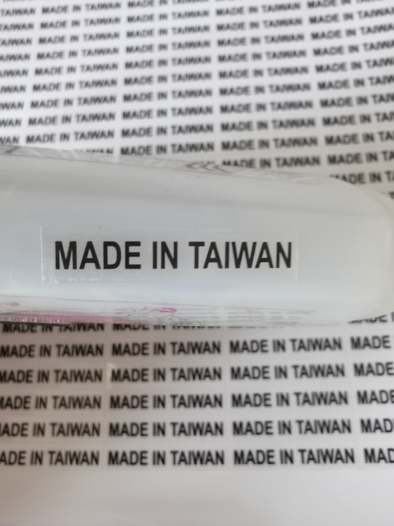 MADE IN TAIWAN Transparent or white stickers 1000PCS 6X28mm label with black print