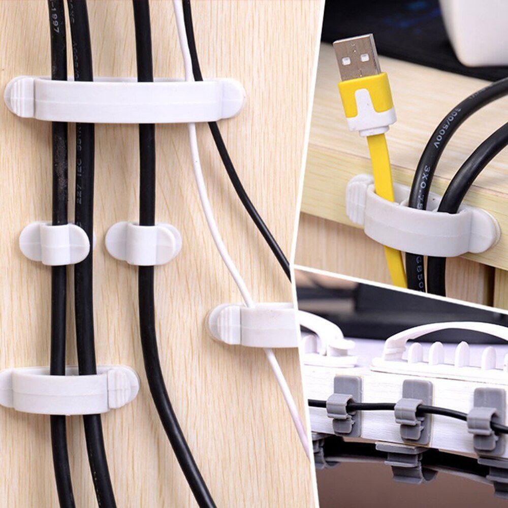 Draagbare 10 Stks/set Witte Kabel Clips Bureau Netjes Lijn Draad Usb Charger Cable Holder Cord Protector Management Tool