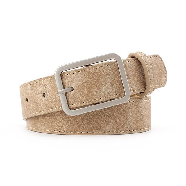 2.8cm breda läder midjebälte svart brun kvinnor fyrkantiga metallspänne bälten dam dam bälten för jeans: 5