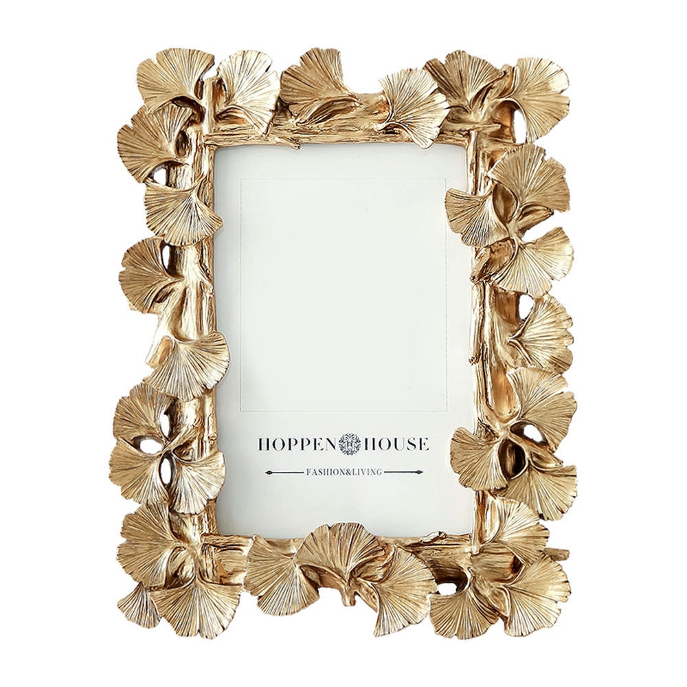 4/6 Inch Resin Golden Ginkgo Leaf Frame Vintage Photo Frame Retro Resin Photo Frame Wedding Home Decor