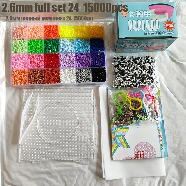 Kit de perles Perler 5mm/2.6mm, ensemble complet de perles Hama avec panneau perforé et fer, Puzzle 3D, jouet de bricolage pour enfants, jouet artisanal fait à la main,: Gris clair