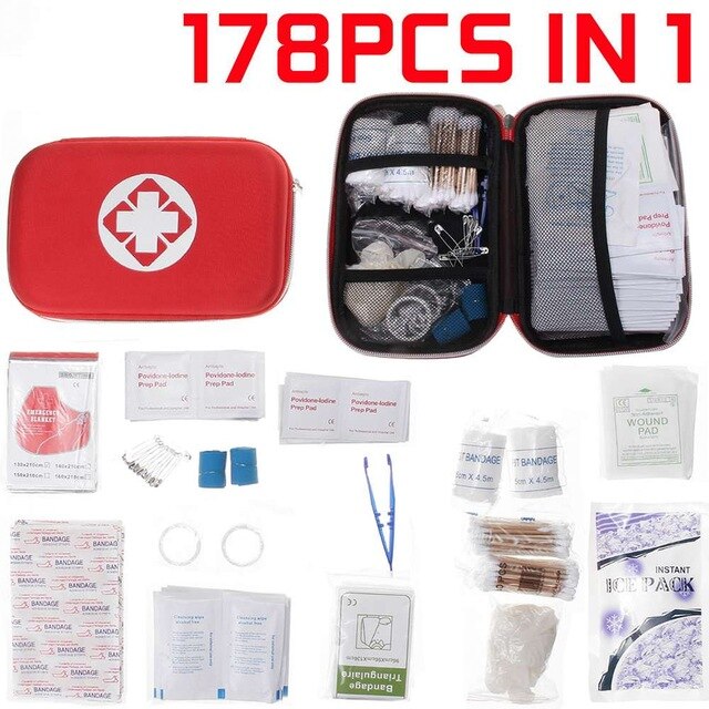 244 pçs kit de ferramentas de engrenagem de sobrevivência portátil emergência sos sobrevivência ferramentas cobertor de emergência band-aid lanterna bússola serra de arame: 178pcs
