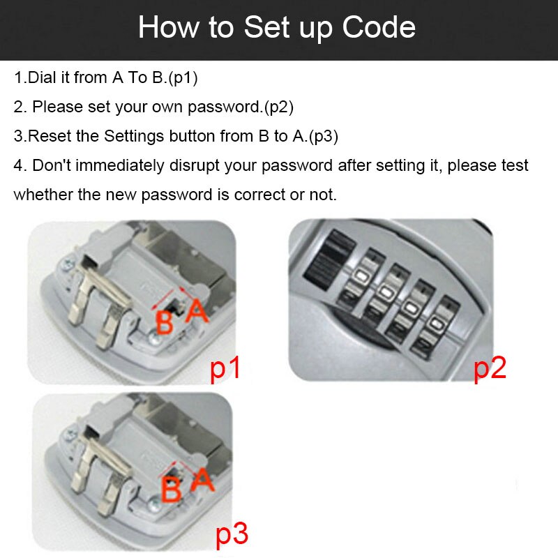 Durable Zinc Alloy Wall Mount Key Door Lock Storage Secret Security Box with 4 Password seguridad kluis Safety Accessories