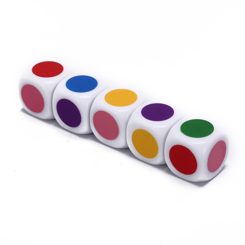 5 Teile/satz 16mm Mehrfarbig Acryl Würfel Würfel Perlen Sechs Seiten Farbe Würfel Tragbare Tabelle Spiele Spielzeug