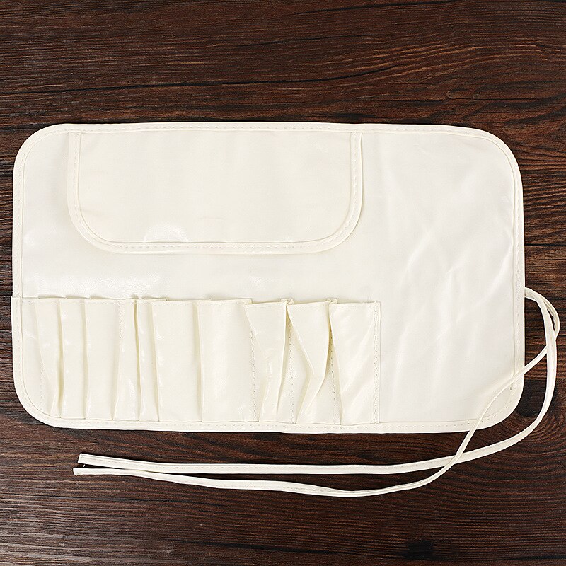MB01-pincel de madera para base de maquillaje, juego de sombra de ojos, brocha, brochas de maquillaje: Bag Leather White