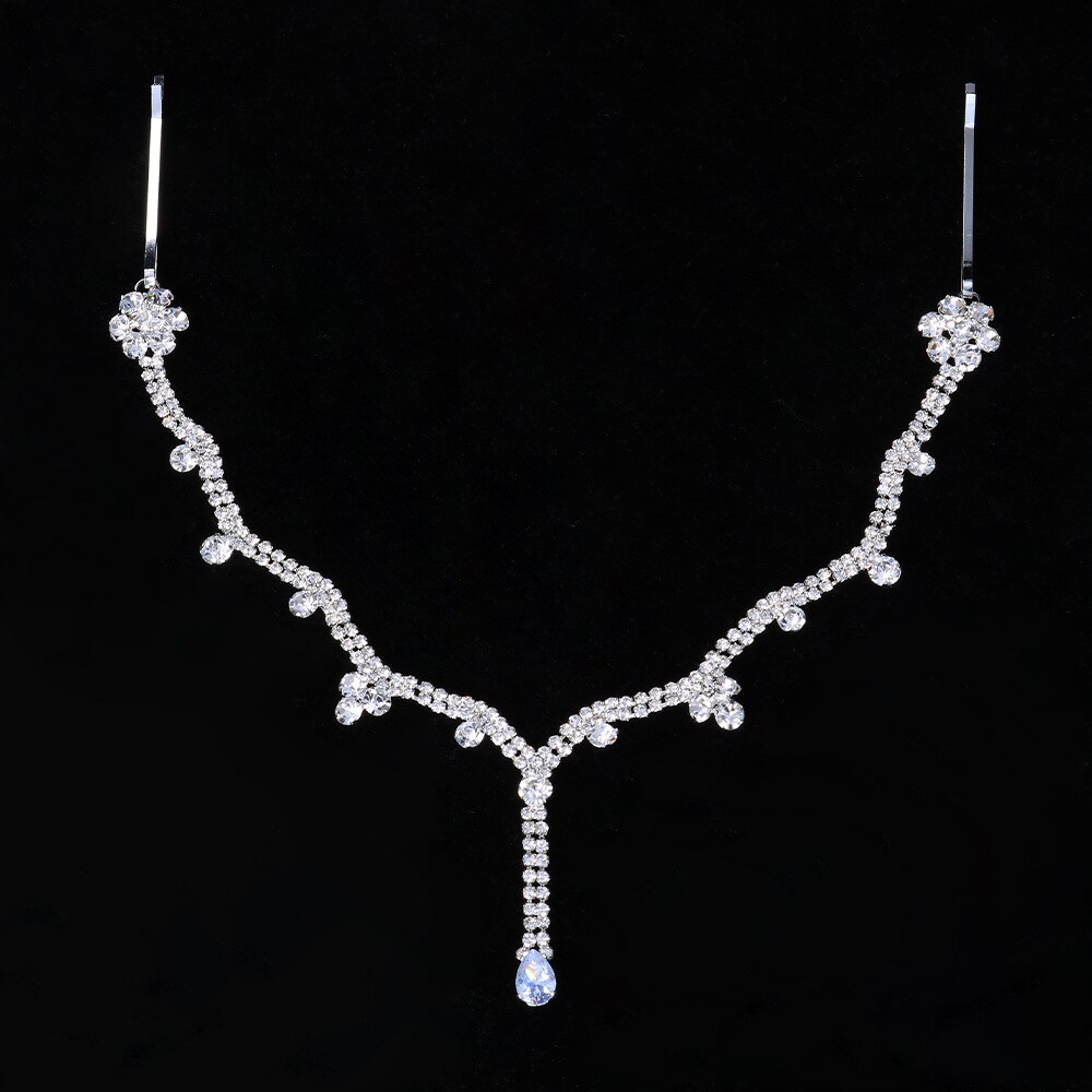 Stonefans – pendentif indien en cristal, chaîne frontale, bijoux, diadème, tête de mariée, cheveux, accessoires,: Silver Hair Chain