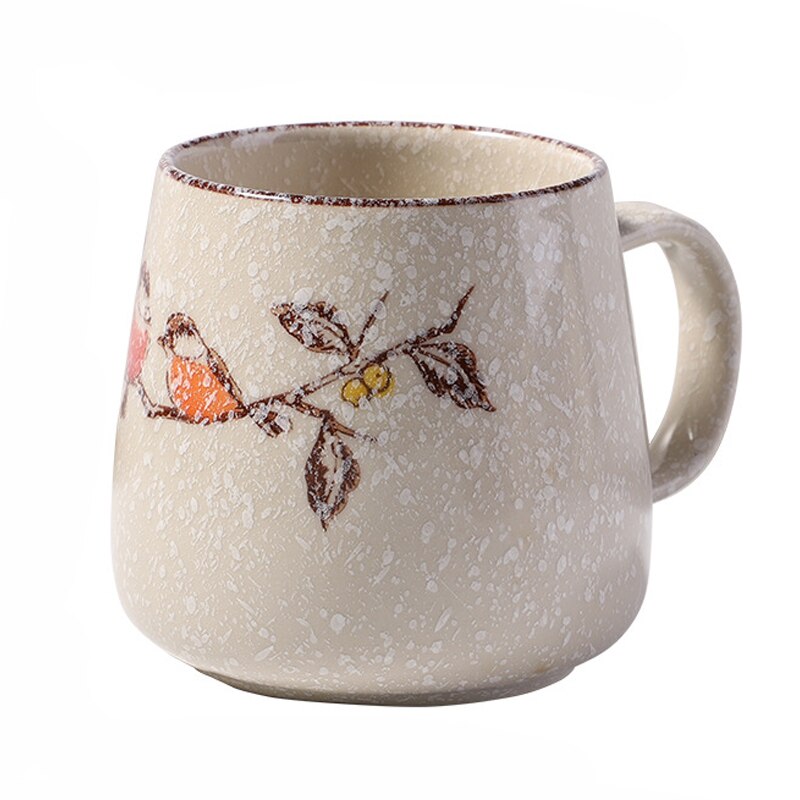 Taza de café Vintage, tazas únicas de cerámica de estilo Retro japonés, taza de desayuno de arcilla de cambio de horno de 380ml, para amigos: Style C