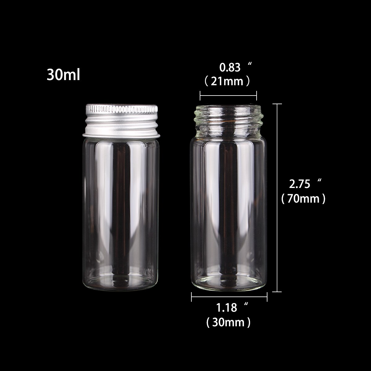 12 Uds 10ml 15ml 20ml 25ml 30ml 40ml 50ml 60ml 80ml 100ml botellas de vidrio con tapas de aluminio botella de especias de vidrio vacía para manualidades: YELLOW