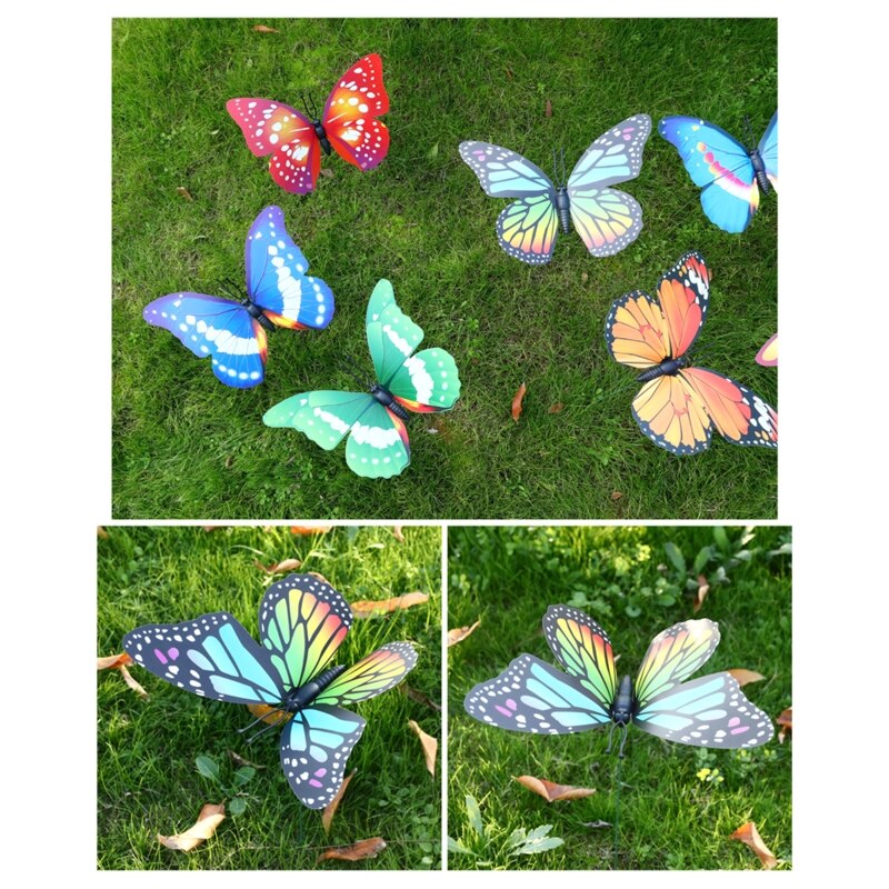 Q1JB-estacas de mariposa artificiales, adornos decorativos para jardín de 11,8 pulgadas, impermeables, para Patio exterior, cama de flores