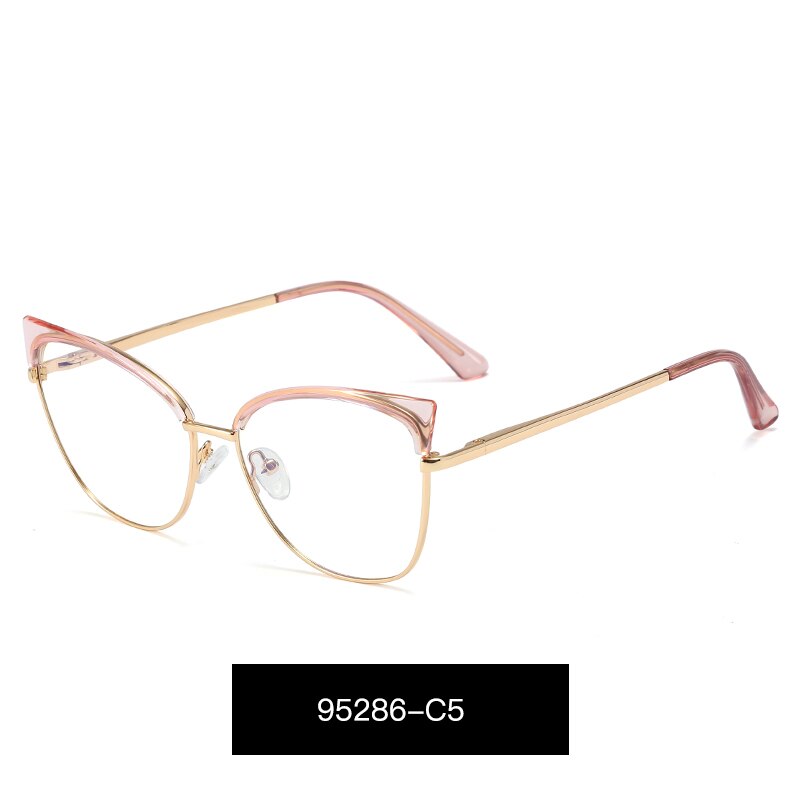 Blue Light Blocking Women Eyewear UV400 Anti Reflective Coating Finish Female Optical Prescription Eyeglasses Spectacles: C5