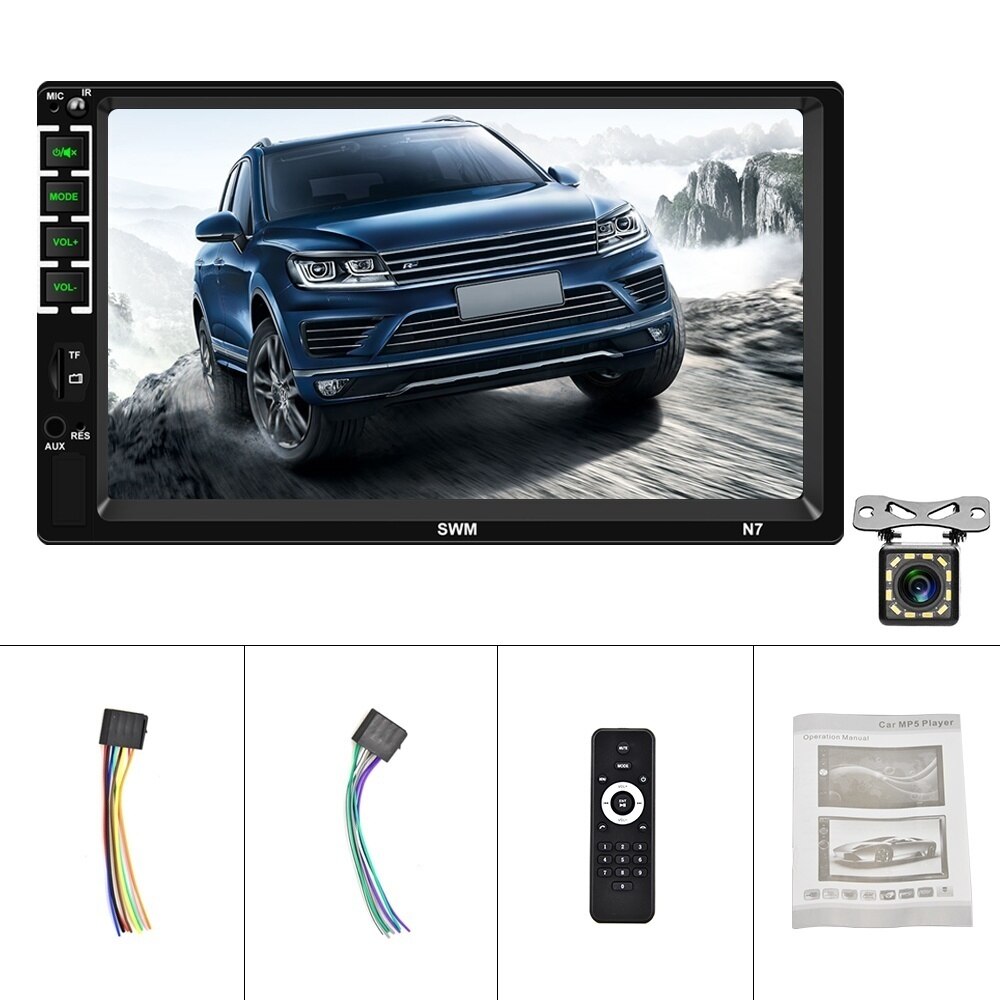 Autoradio 7" Double 2 DIN Head Unit Car Stereo MP5 Player Touch Screen Radio FM/USB/AUX: with 12led cam