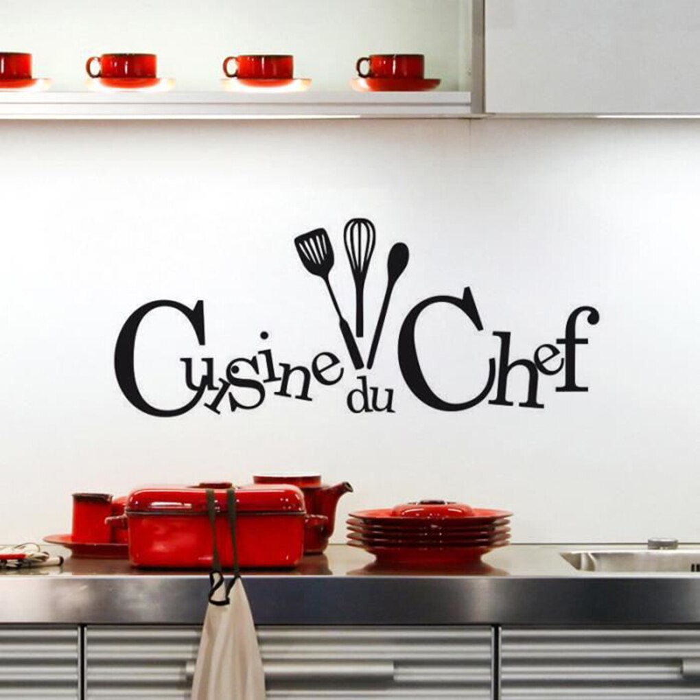 Wall Stickers Cuisine Cook Kitchen Drawing Dinning Room Poster Paster Decals Wallpaper Home Art Black