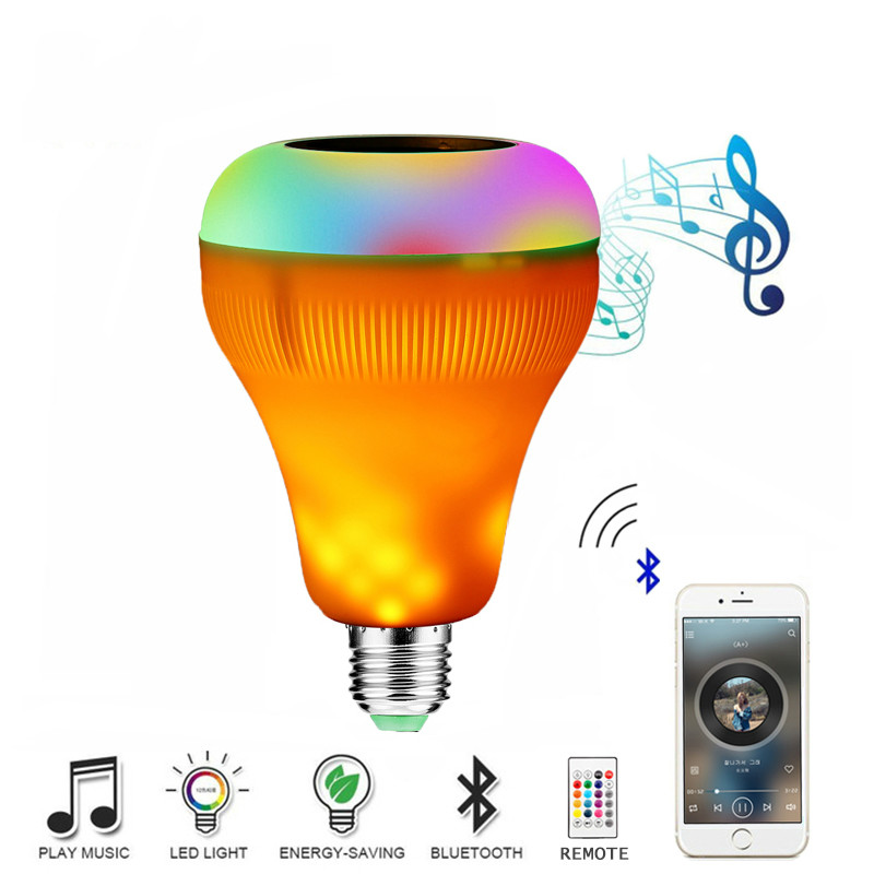 Vintagelll Bluetooth Speaker Vlam Lamp Smart Draadloze Muziekspeler E27 LED RGB Dimbare Audio Flikkerende Vlam Licht