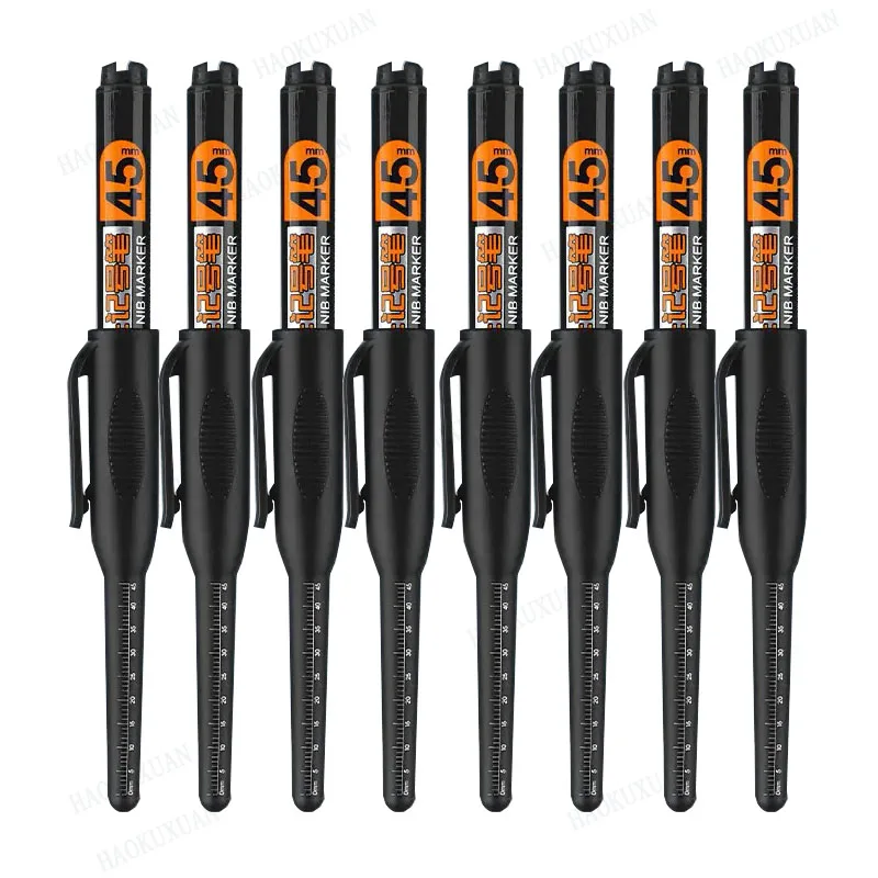 8PCS 45mm Spitze Wasserdicht Lange Kopf Marker Stift Quick-Dry Tinte Holzbearbeitung Schwarz Rot Blau Lange kopf Spitze Tiefe Loch Fliesen Schreiner: WHITE