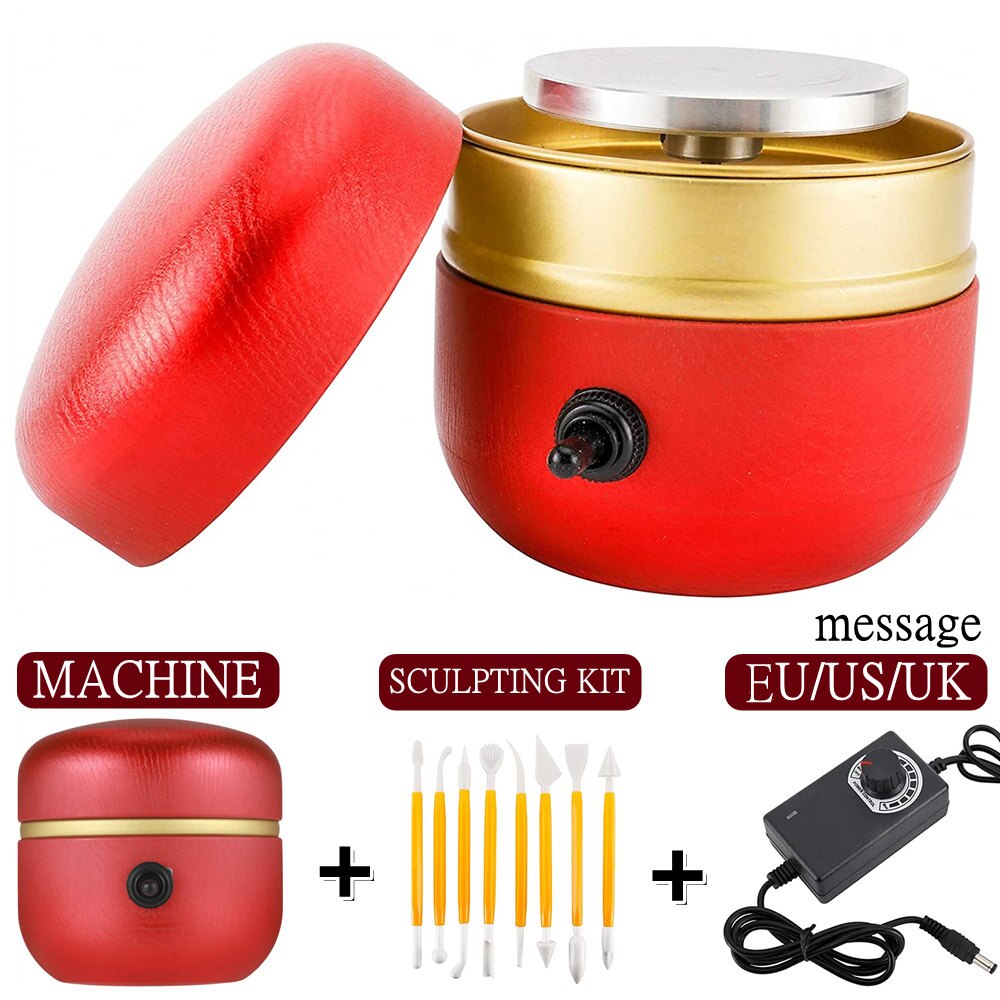 Electric Pottery Wheel Machine For Art Crafts Ceramics Clay Pottery Tools With Sculpting Kit MINI Rotary Plate Pottery Turntable: A-3