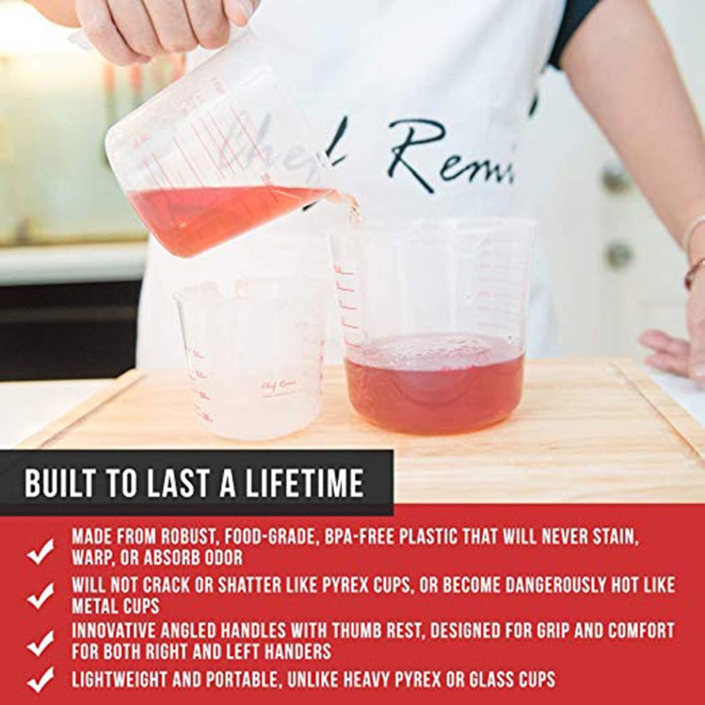 250/500/1000ml Kitchen Measuring Cup Plastic Measuring Instrument With Scale Durable Portable Plastic Tool Cup Kitchen Accessory