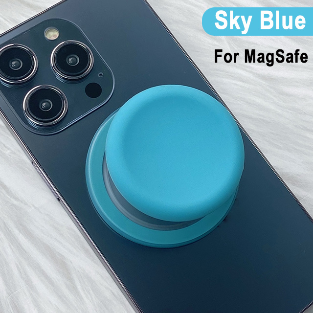 Grippopso Magnetic Cell Phone Holder Griptok Socket 360° With Silicone Cover For Magsafe Grip Finger Ring Holder Stand: Sapphire