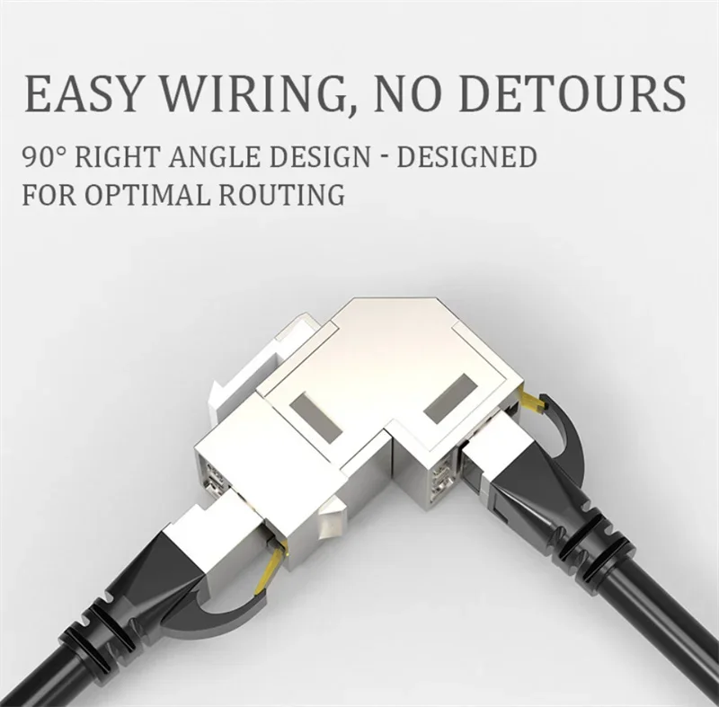 Acoplador Cat 6A RJ45, adaptador de conector Keystone divisor hembra RJ 45 blindado en ángulo de 90 grados para placa frontal de Panel en blanco