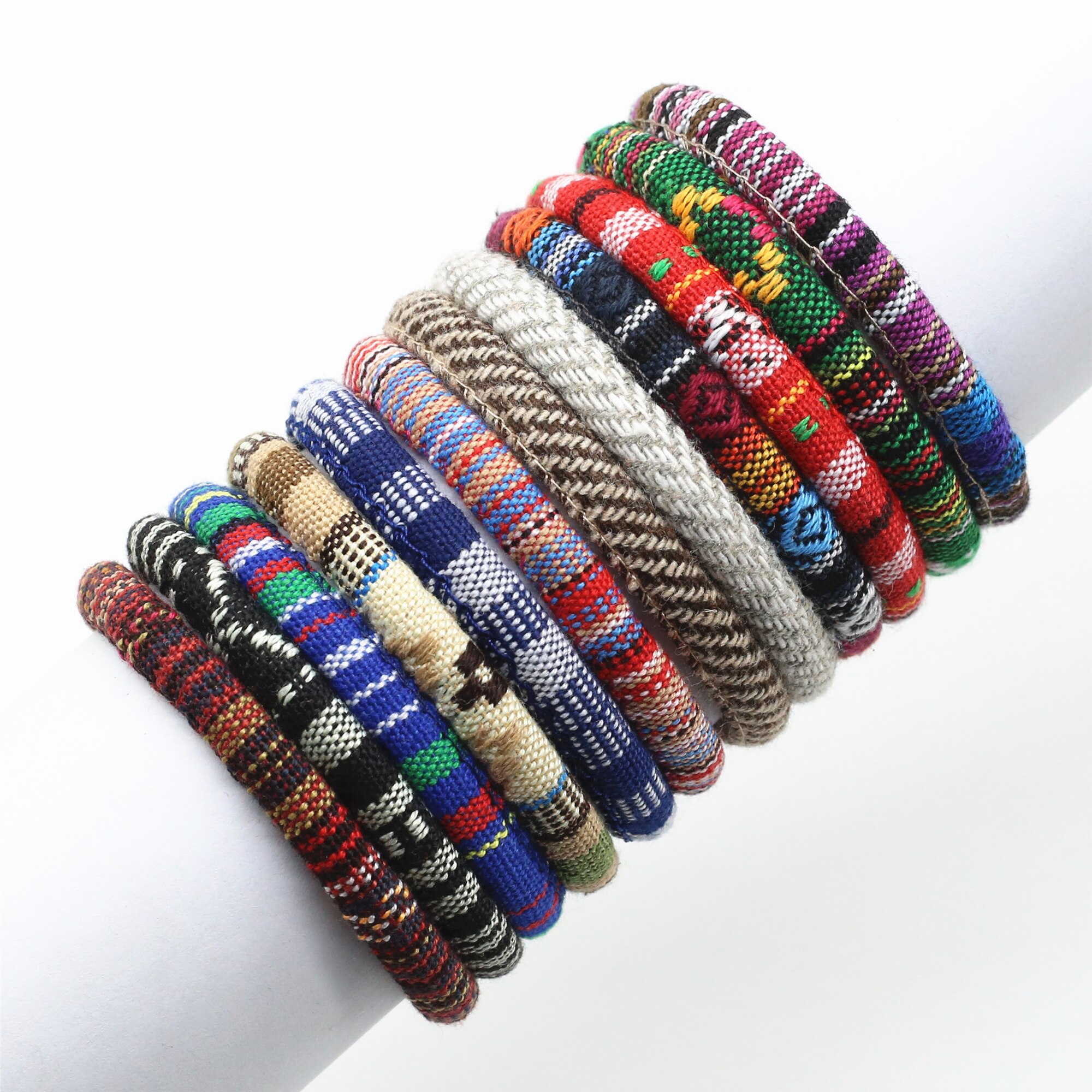 WestBull, Pulseras tejidas de cuerda étnica Vintage Multicolor para mujeres y hombres, Pulsera para hombre, para hombre, joyería al por mayor