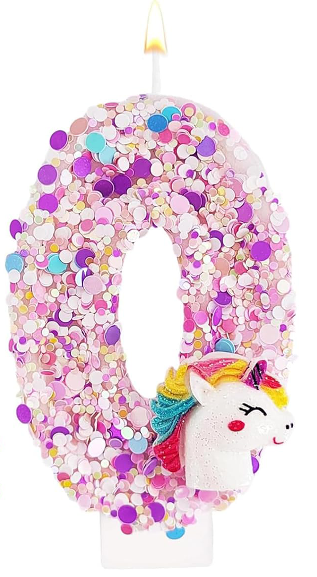 0-9 Number Birthday Candle,Happy Birthday Cake Candle， Unicorn Themed Party Supplies: Red