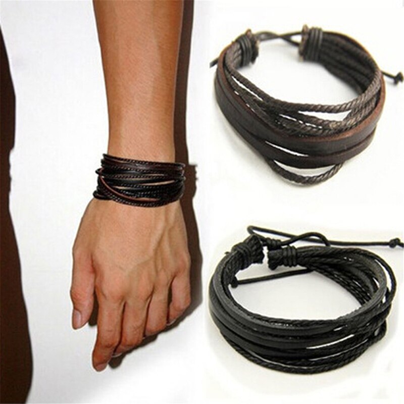 Leer Armbanden & Bangles Voor Mannen En Vrouwen Zwart En Bruin Gevlochten Touw Mode Man Sieraden