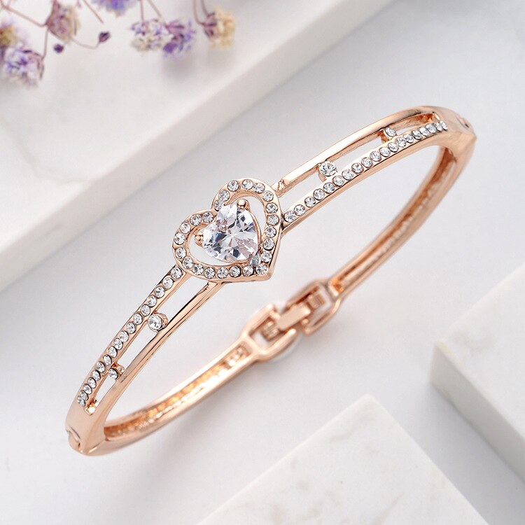 Enkle armbånd smykker med armbånd rose måke legering åpent armbånd til kvinnelig fest: B0002 elsker rosa måke