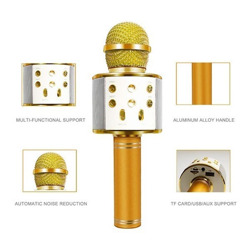 Portable Bluetooth Wireless Microphone Portable Home Party Handheld Karaoke Speaker Player Singing Recorder Mic For Ios Android