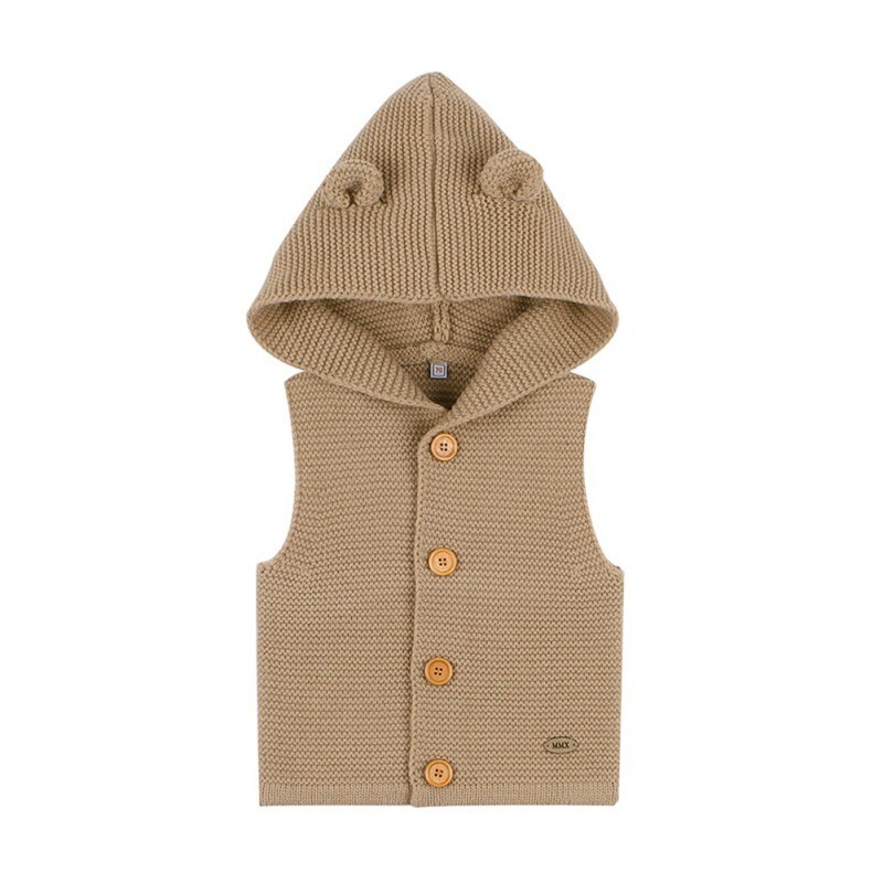 Outono crianças bebê meninas meninos sólido impressão com capuz colete camisola sem mangas tops casaco outerwear: D / 24 m