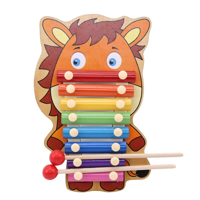 Kids Rainbow Xylophon Animal Pattern Hand knock Music Instruments Piano Baby Educational Toys Xylophon Toys For Children: Horse