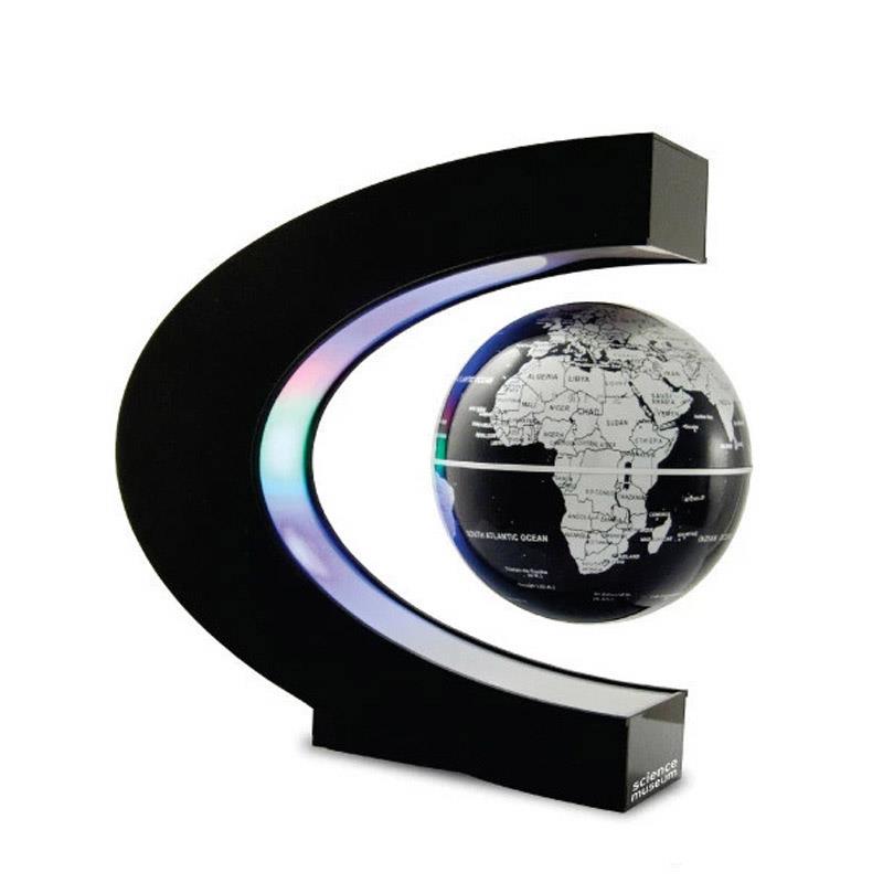 Flydende magnetisk levitation globe led verdenskort elektronisk antigravity lampe nyhedskugle lys hjem dekoration fødselsdag: Sølv / Au stik