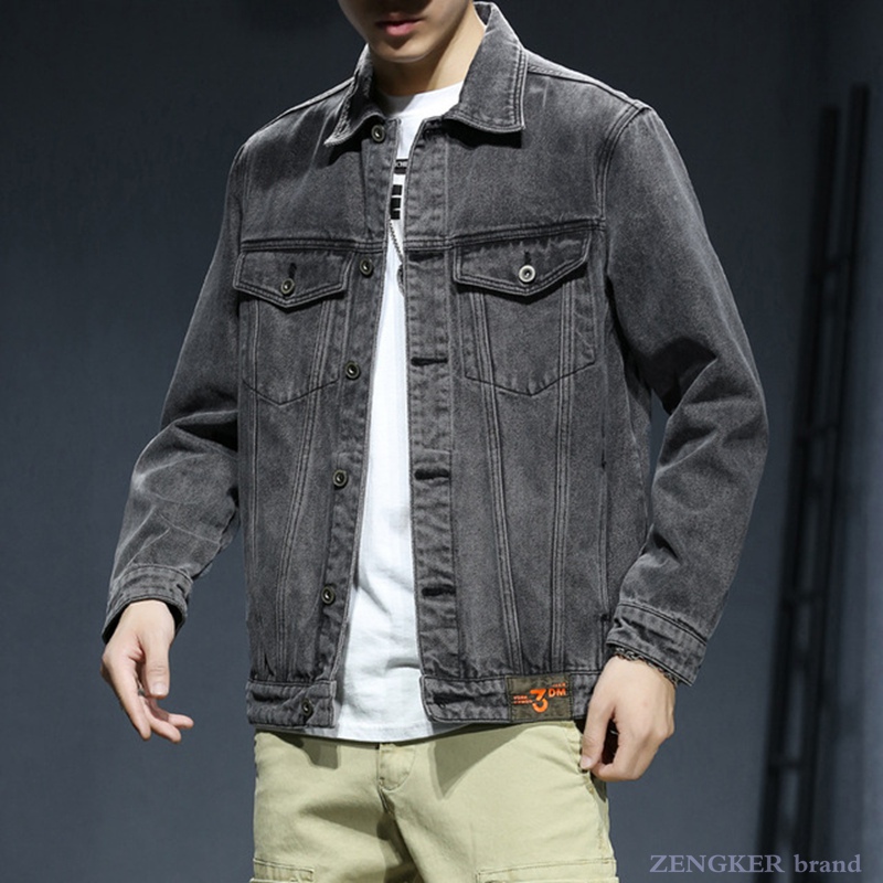 Spring and autumn denim jacket loose trendy fat man was thin plus fat plus size men&#39;s large casual jacket s-7xL140KG
