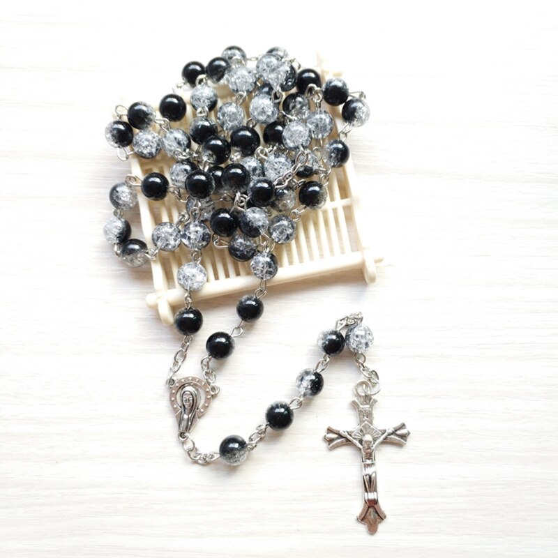 Retro rosenkrans pärlor halsband för kvinnor kors jesus hänge religiösa kristna smycken berlock