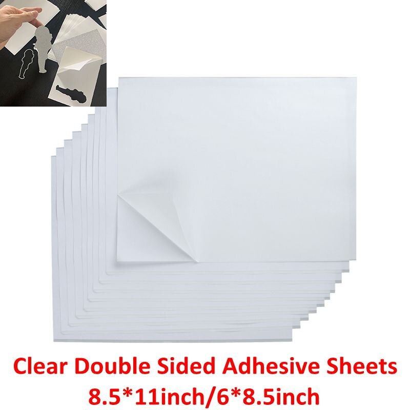8.5*11/6*8.5 inch Clear Double Sided Adhesive Sheets Strong Sticky Sticker for Photo Albums Paper Card Making Craft DIY