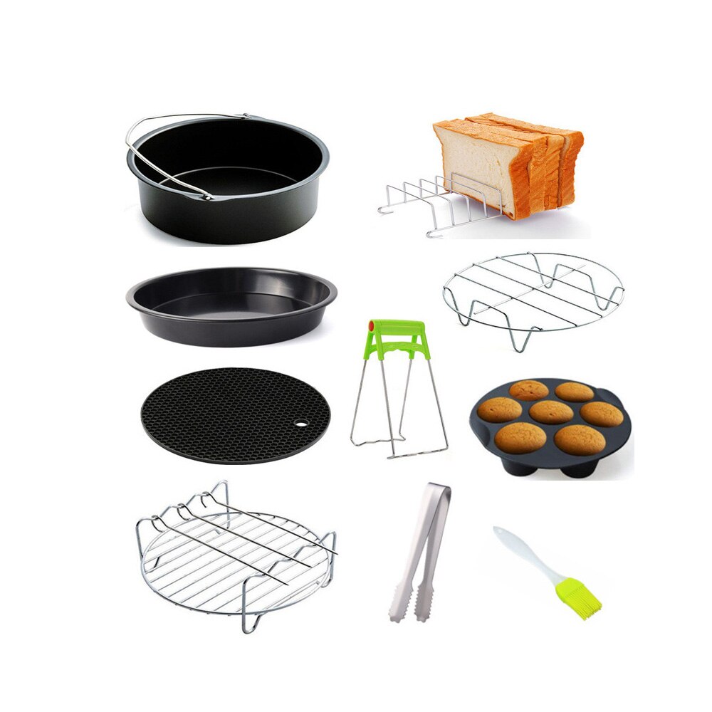 10 Uds. Accesorios Para freidora de aire, olla de 6/7/8 pulgadas para Airfryer 3.2QT-5.8QT, cesta para hornear, placa para Pizza, olla, accesorios de cocina